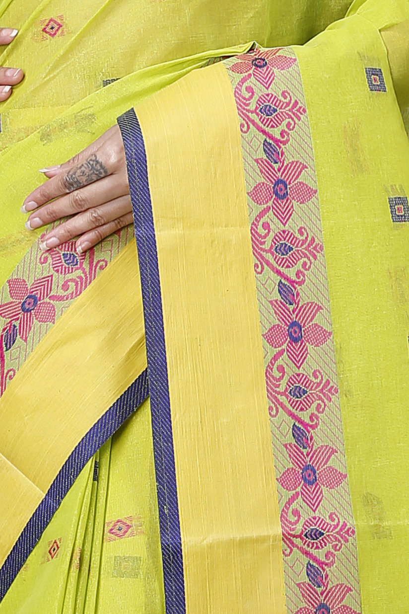 Olive Green Pure Cotton Ramala Tant Saree (959)